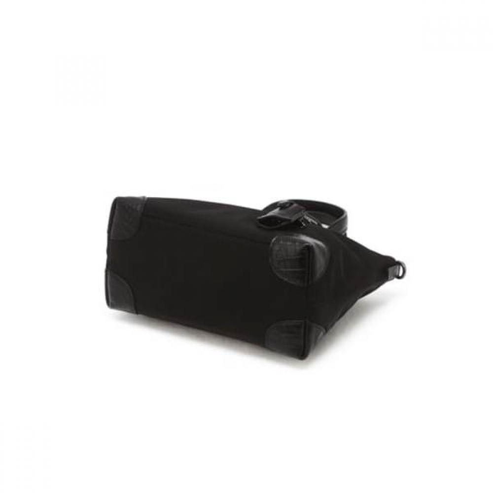 DakS Black Croco Leather Nylon Tote Bag S