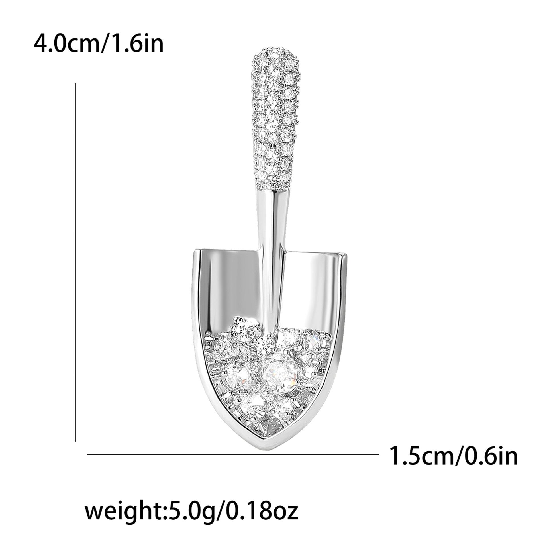 

Креативный инструмент лопата из медного циркония брошь нишевый дизайн мужской и женский костюм пальто корсаж ювелирные изделия булавка