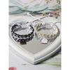 Good-looking Black and White Color Matching Couple Woven Magnetic Bracelet Original Cartoon Ghost Girlfriends Carrying Strap for Boyfriend Bracelet