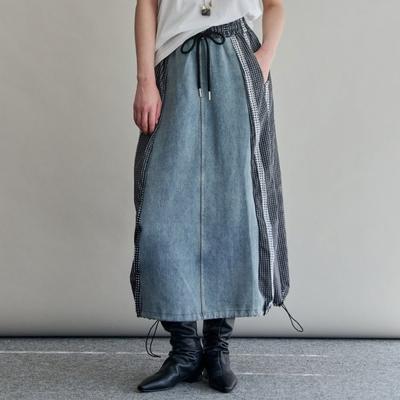 Sprawdź Dżinsową Spódnicę Maxi w Bloki Kolorystyczne Zf08qs003nh