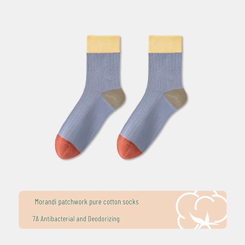 

Женские носки до середины икры из синьцзянского хлопка: Дышащие, Влагоотводящие, Антибактериальные, Устойчивые к запаху, Гольфы до колена в стиле Моранди для весны и осени. One Size