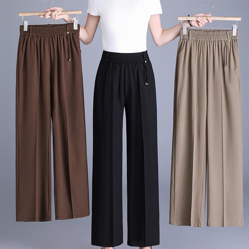 Women's Plus Size High Waist Straight-leg Cropped Pants – Elastic Waist Trousers (Sizes XL-6XL) for Summer