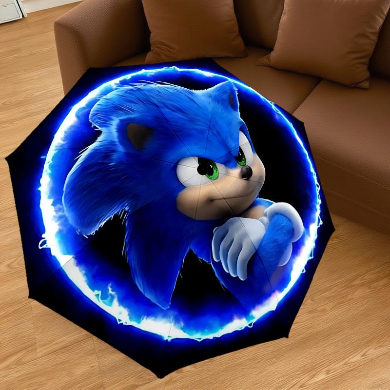 1PC Sonic The Hedgehog Umbrella-8-Rib Reinforced, Automatic Open, Lightweight & Durable, Cute Fashion Accessory for Outdoor-W9286