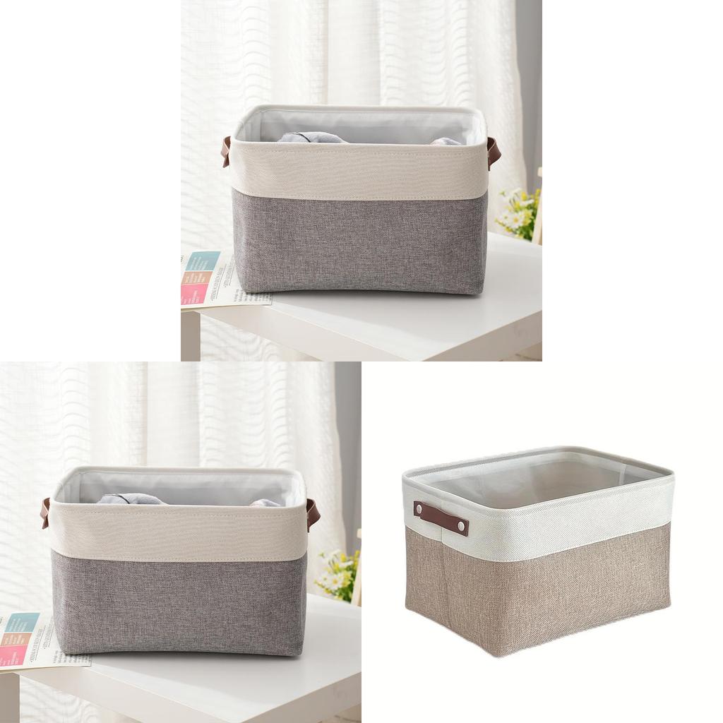 Cotton Linen Eva Thick Collapsible Storage Basket With Handles For Bedroom And Living Room Organization