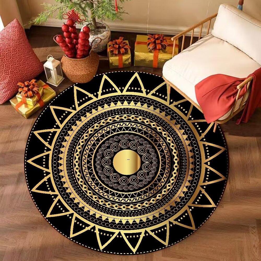 

Круглый ковер для гостиной, скандинавский прикроватный коврик для спальни, коврик для пола под компьютерное кресло, этнический стиль 100CM diameter