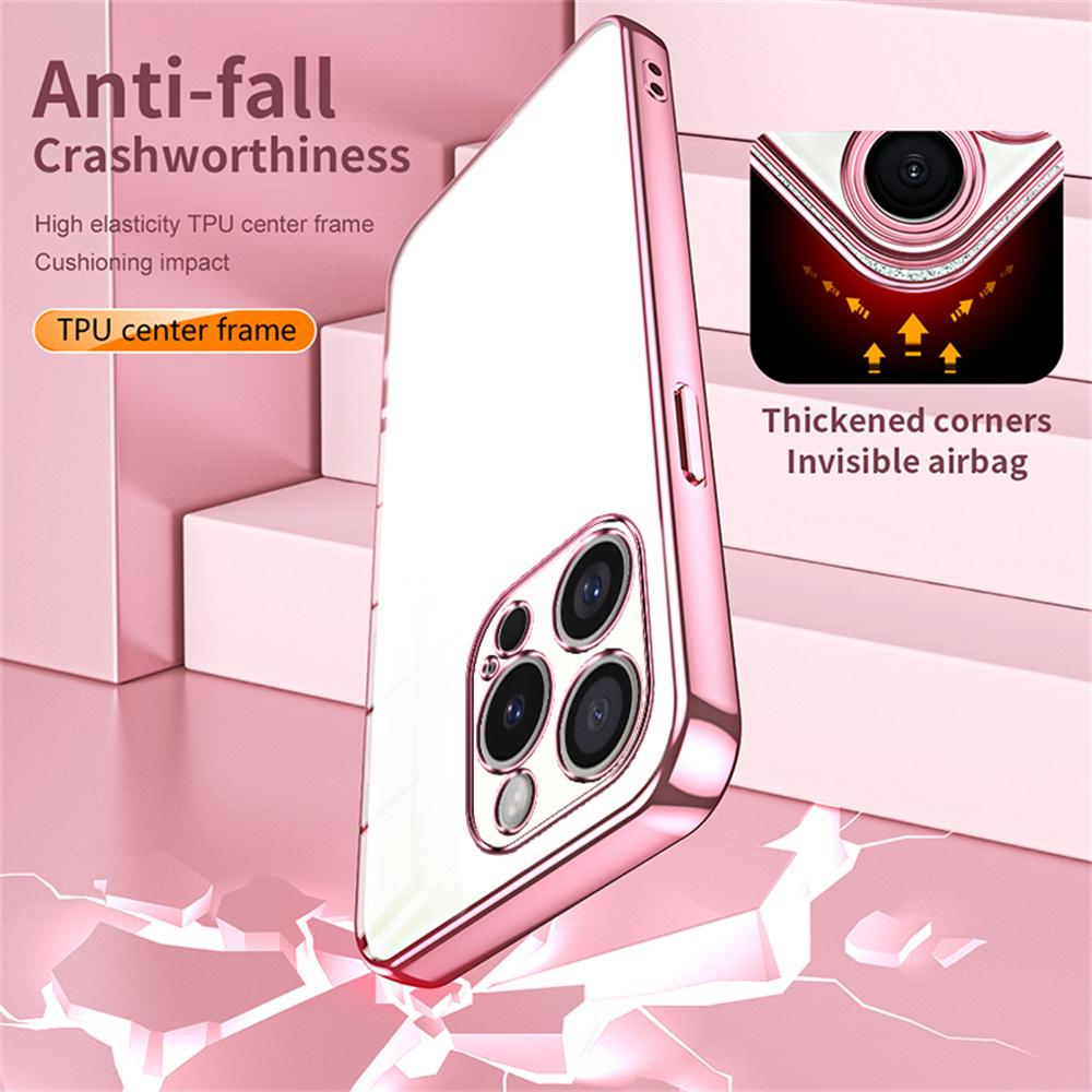 For iPhone 16 Pro Case Electroplating Frame Soft TPU Phone Cover