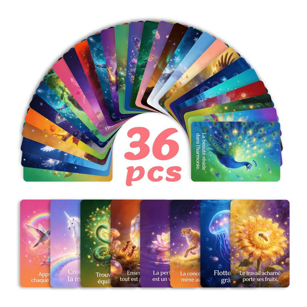 Fantasy Animal Energy Card 36 French Version Inspirational Quotation Card Hand Account Material Wall Decoration Message Card