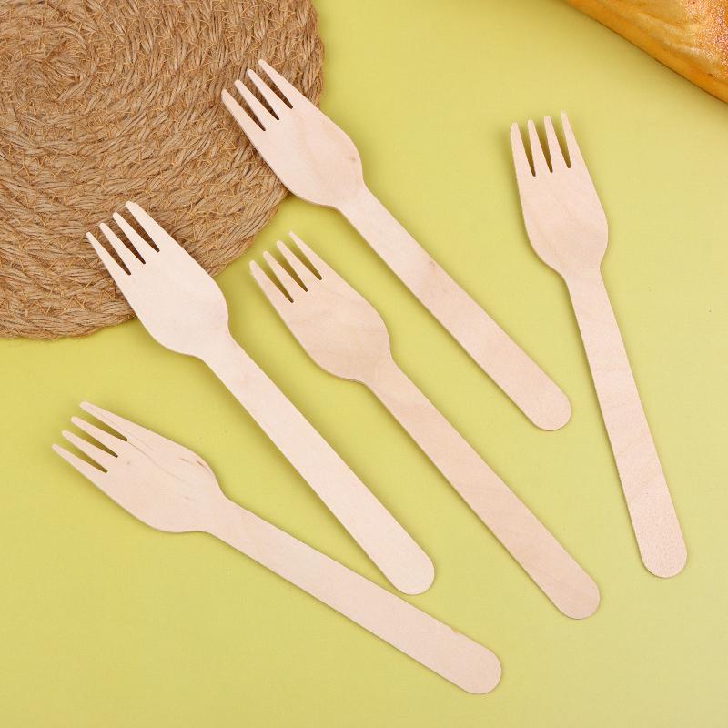 100Pcs Disposable Wooden Forks For Dessert Cake Salad Ice Cream Fruit Tableware Kitchen Wedding Birthday Supplies