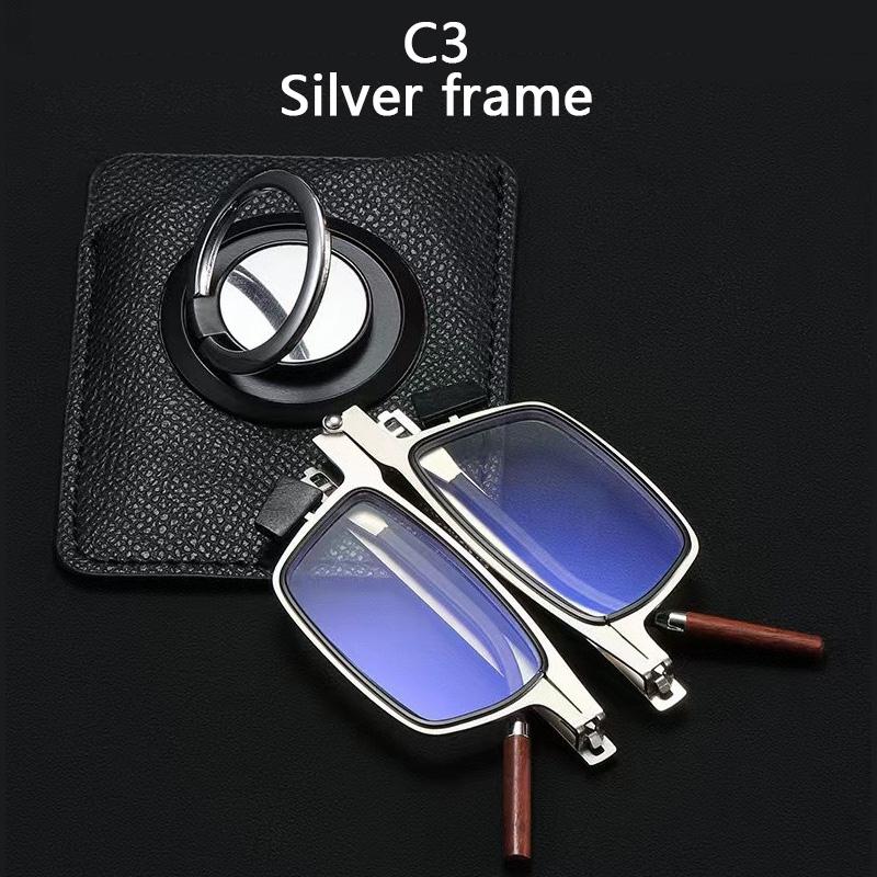 Portable Folding Reading Glasses Women Men Anti-Blue Light Ultra Thin Computer Sticky Phone Spectacles Ultra-Thin Glasses Case