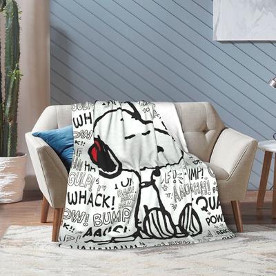Snoopy Listen To Music Blankets Fleece Spring Autumn Cartoon  Multifunction Super Warm Throw Blanket for Home Plush Thin Quilt