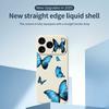 For iPhone 17 Pro Case Blue Butterflies Pattern Printing Straight Edge TPU Phone Back Cover