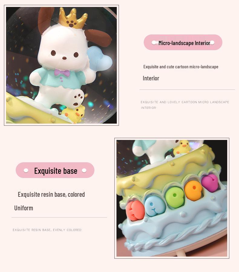 Cartoon Couple Crystal Ball Resin Snow Globe Music Box Toy