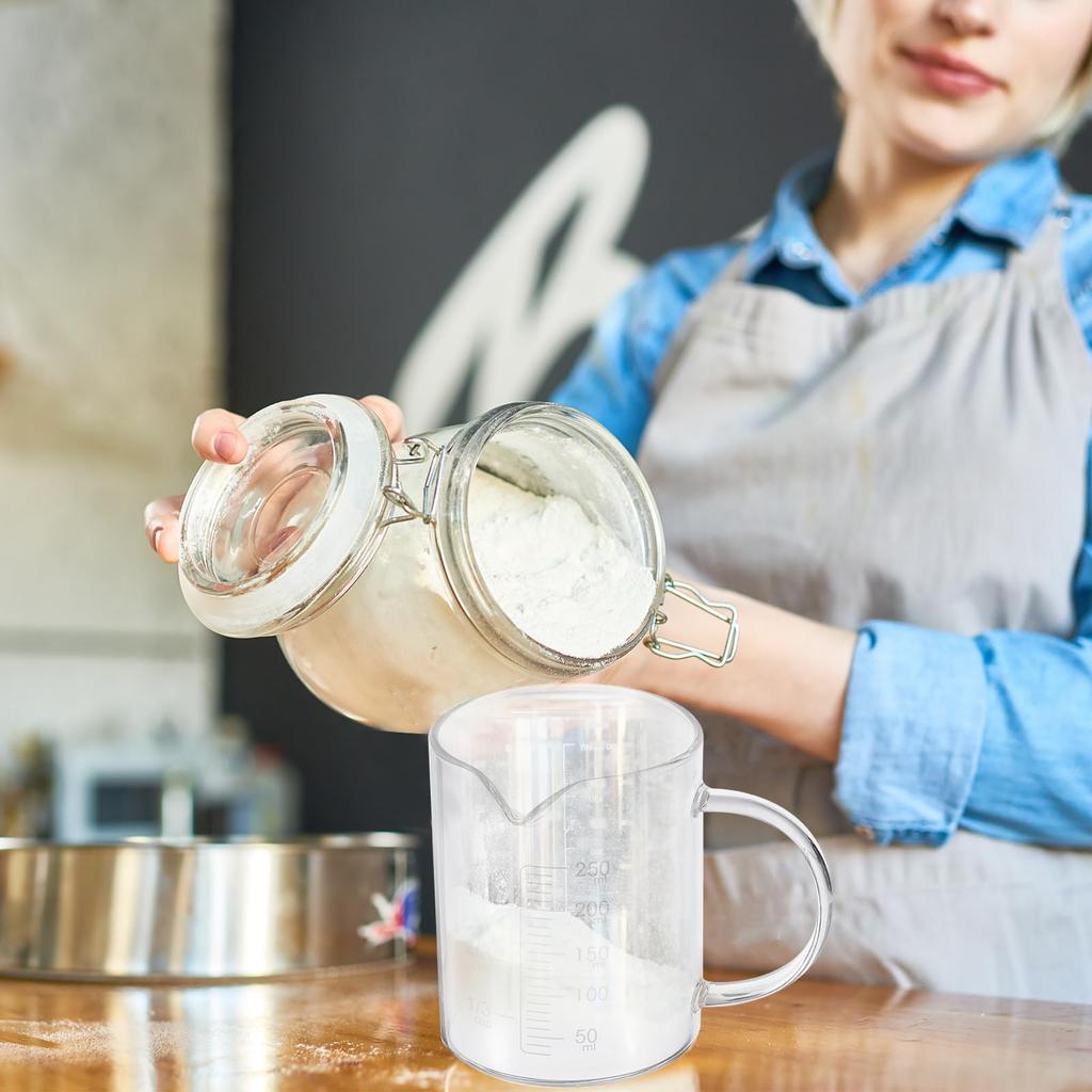 PATIKIL 350ml Glass Measuring Cup, 3.3 Borosilicate Glass Scale, White, Printed Scale, Liquid Measuring Cup, Beaker, with V-shaped Spout, for Kitchen