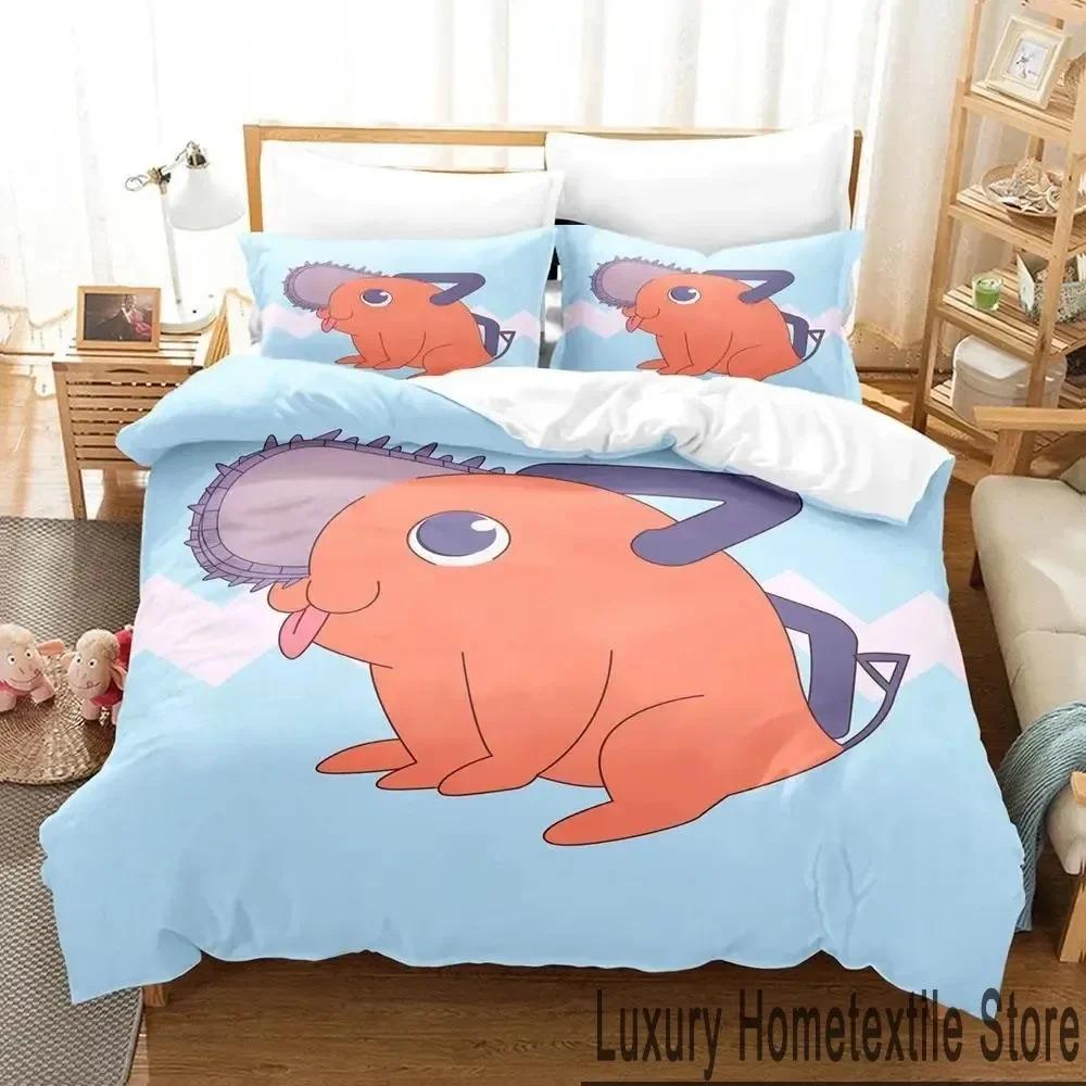 Anime Pochita Chainsaw Man Bedding Set Boys Girls Twin Queen King Size Duvet Cover Pillowcase Bed Boys Adult Home Textileextile