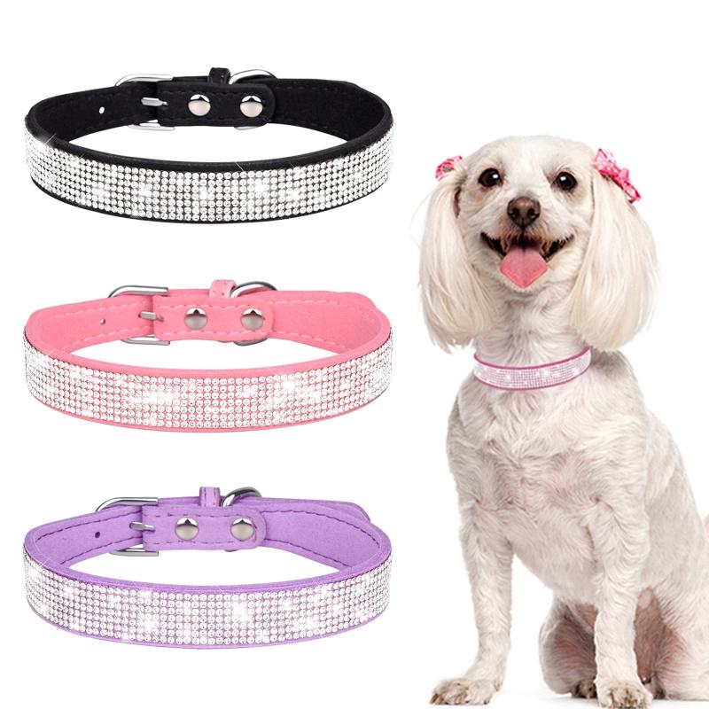 2 Stück Hundehalsband Kordelzug Seil Set Kristall Bling für Strassstein Verstellbares Band Welpe für Katzen Halsbänder Hals Hals St