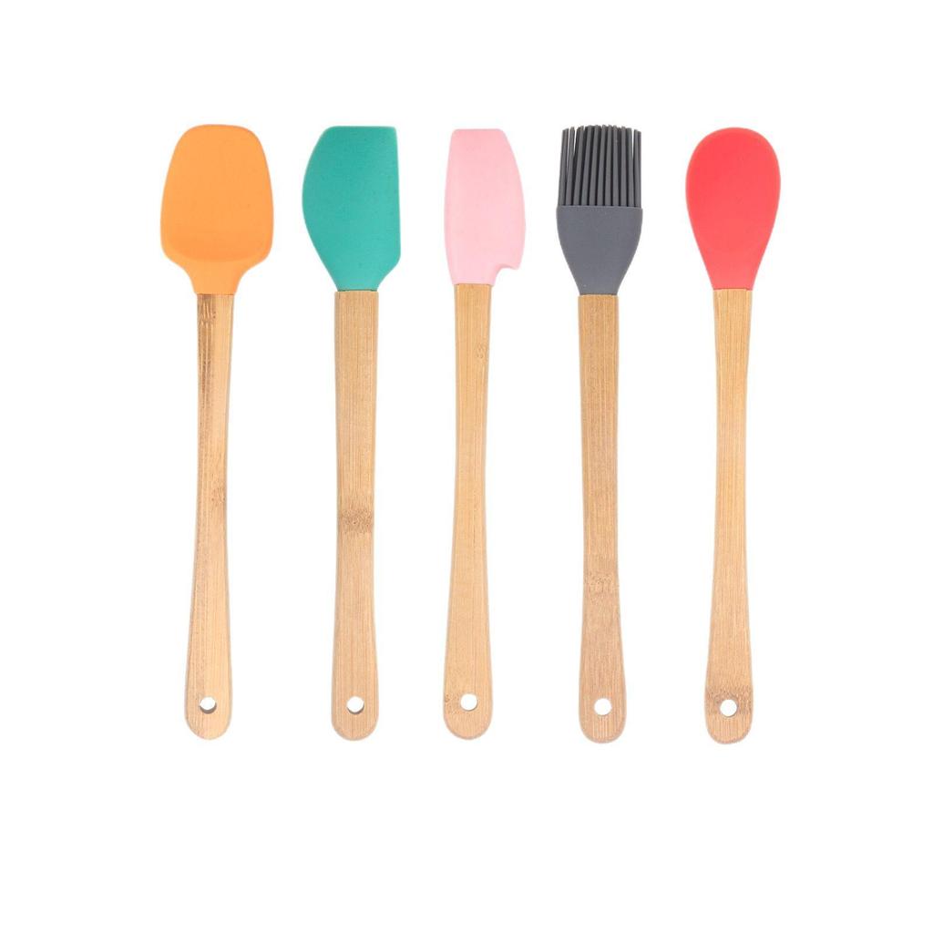 Children's Colorful Silicone Baking Tool Set - 5-Piece Mini Spatula, Spoon, Scraper Kitchenware