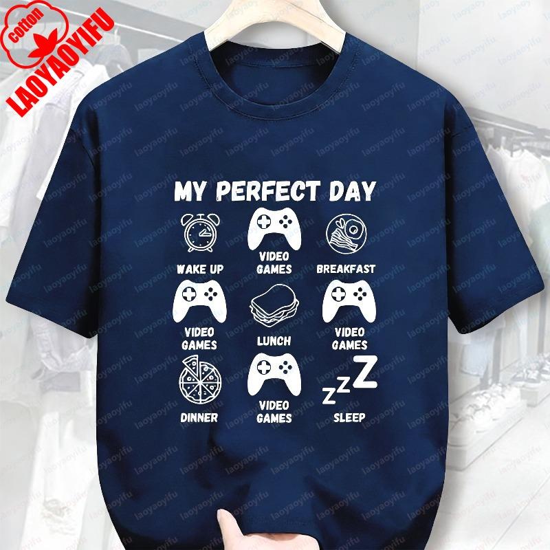 

Casual Style Summer Shortsleev GamerS Ideal Day Graphic TShirt Relaxed Stylish Otaku Simple Printed Tops Ropa Hombre Men Tee 4XL