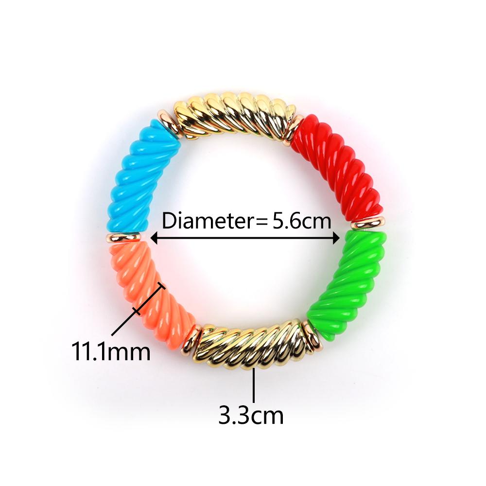 Bohemain Acrylic Twist Bamboo Stack Elastic Bracelets for Women Men 2025 Colorful Resin Tube Beads Bracelet Bangle Jewelry Gift