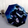 Wednesday Addams Automatic 3 Fold Umbrella Design, Cute Cartoon Pattern, Portable Outdoor Umbrella, Perfect, Holiday Gift .C097