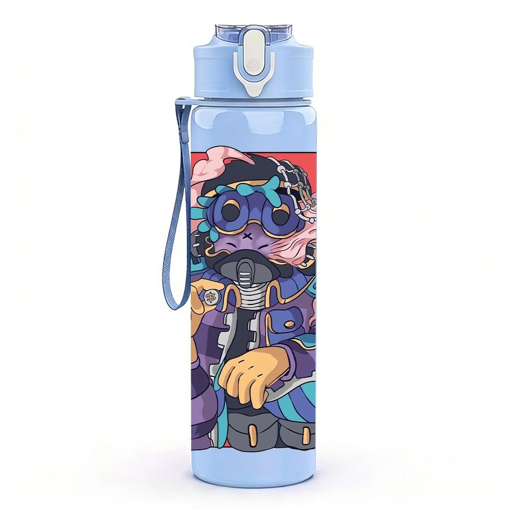 1PC Cool Street Style Monster Figure 750ml Color Plastic Sports Water Bottle Leakproof Flip Straw Lid Suitable for Sports Office Home Use