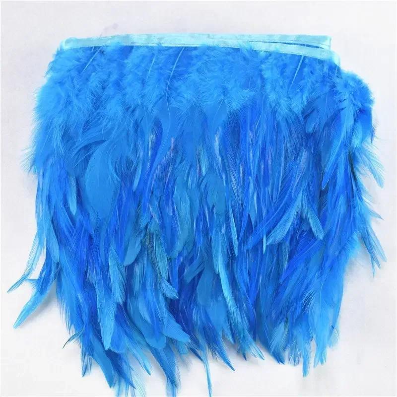 FeatherColored Pheasant Feathers On Tape Trim Fringe White Black Rooster Chicken Feather Skirt Trims Clothes Ribbon Sewing Handicrafts