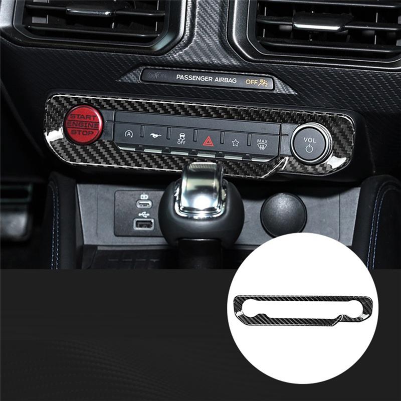 Ac29-Real Carbon Fiber Sticker Car Interior Trim Central Control Star Button Panel For Ford Mustang GT 2024 2025
