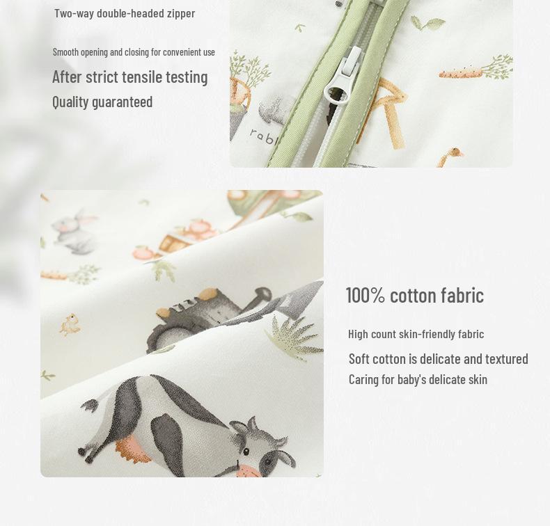 Adjustable Thickened Anti-Kick All-Cotton Baby Sleeping Bag for All Seasons