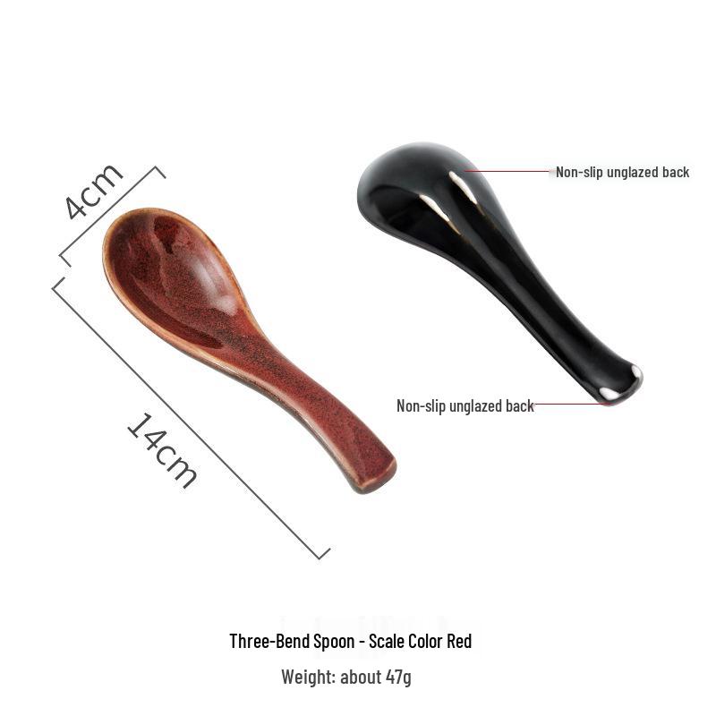 European Ceramic Soup and Dessert Spoon - Kiln-Fired, Small Stirring Utensil for Home and Restaurant Use