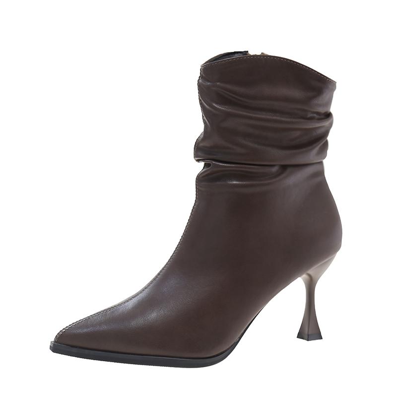 Thin Heels Winter Modern Boots Ankle Pointed Toe Women's Shoes on Sale 2025 High Quality High Heel Sewing Novelty Women's Boots