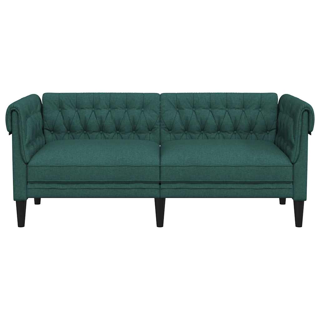 Chesterfield Sofa 2 Seater Dark Green Fabric