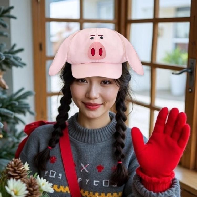 Novelty Pig Theme Caps Cartoon Octagonal Hat Comfortable Painter Hat For Various Occasion and Outfit Popular Headwear