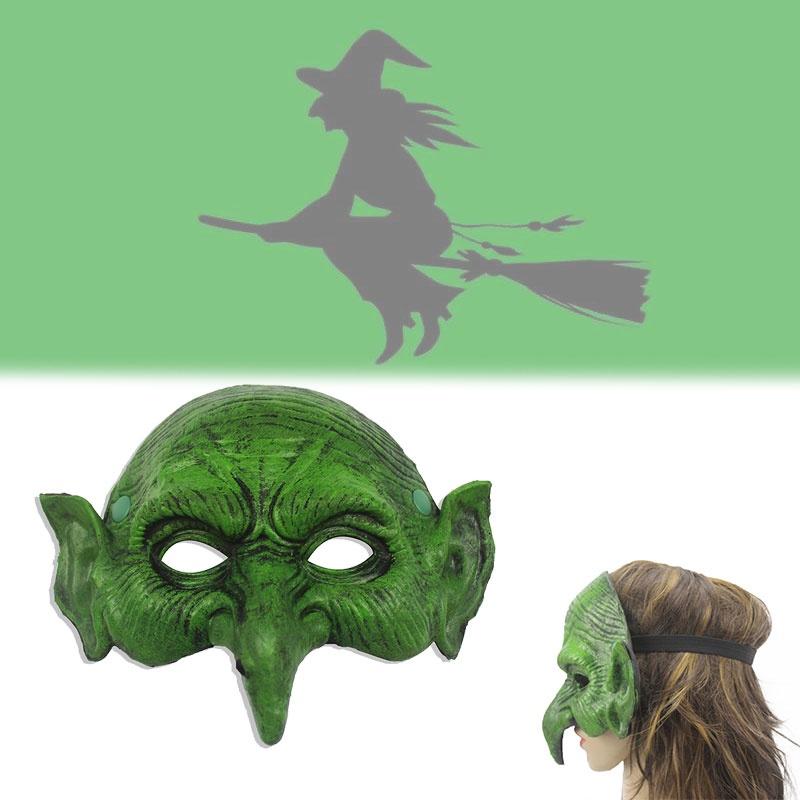 Realistic Green Witch Mask Halloween Easter Carnival Party Role Props Cosplay