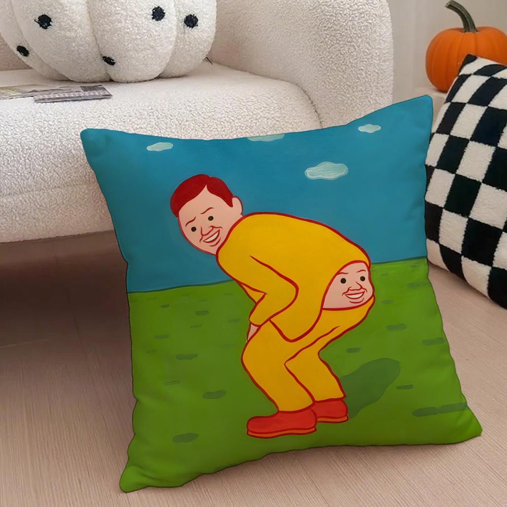Minimal Witty French Art JJean Jullien Cushion Cover Throw Pillow Cover Hidden Button Durable Polyester Chair Cushion