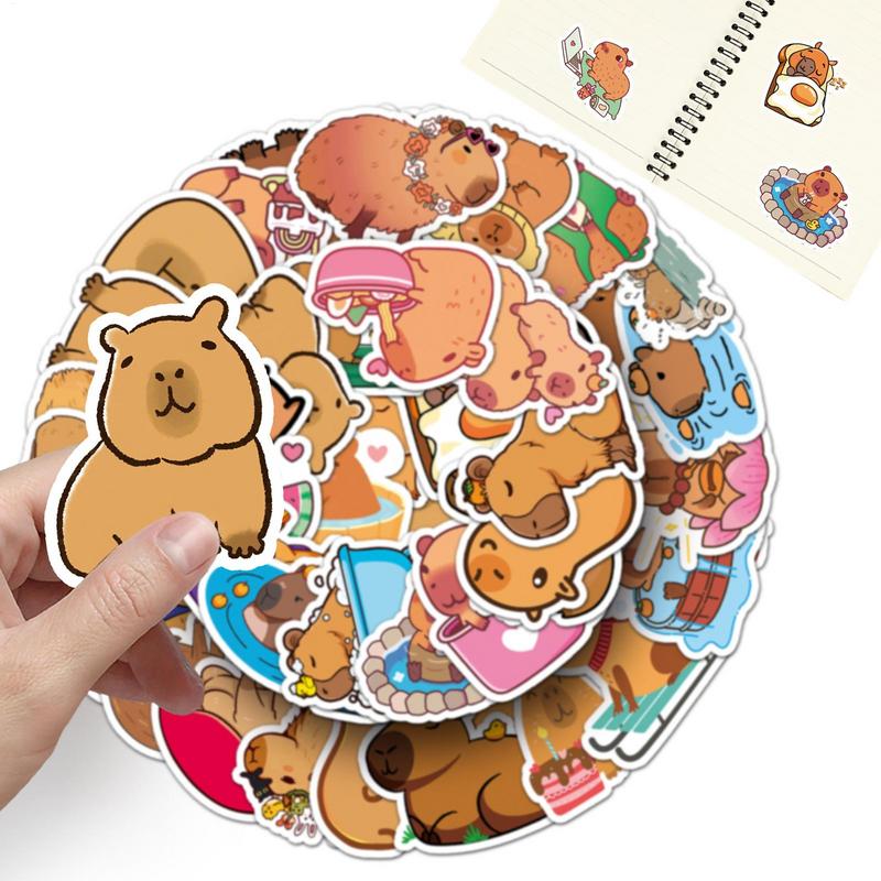 50PCS Cute Capybara PVC Sticker Aesthetic Children's Decoration Scrapbooking Sketchbook Korean Stationery School Supplies