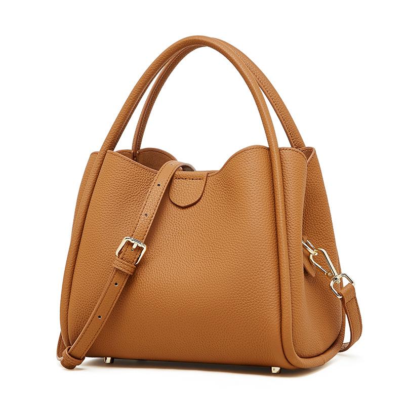 Super Hot Genuine Leather Women's Bag Spring and Summer New Simple and Versatile Crossbody Bag Popular with Hand Bucket Bag This Year