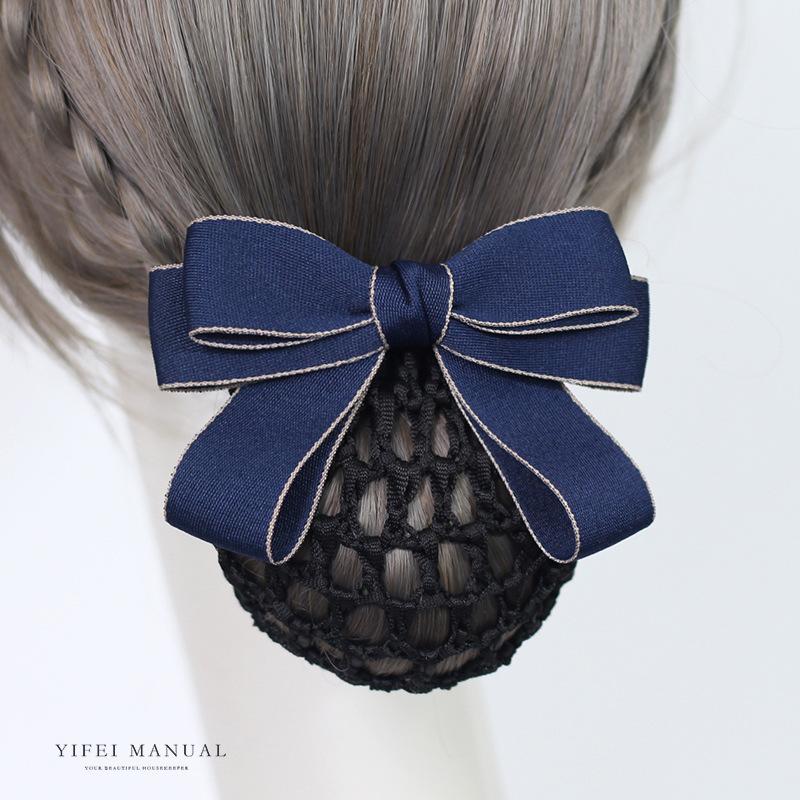 Head Flower Female Vocational Nurse Hairnet Bank Flight Attendant Special Disc Hair Net Pocket Bow Hairpin Tooling Headdress