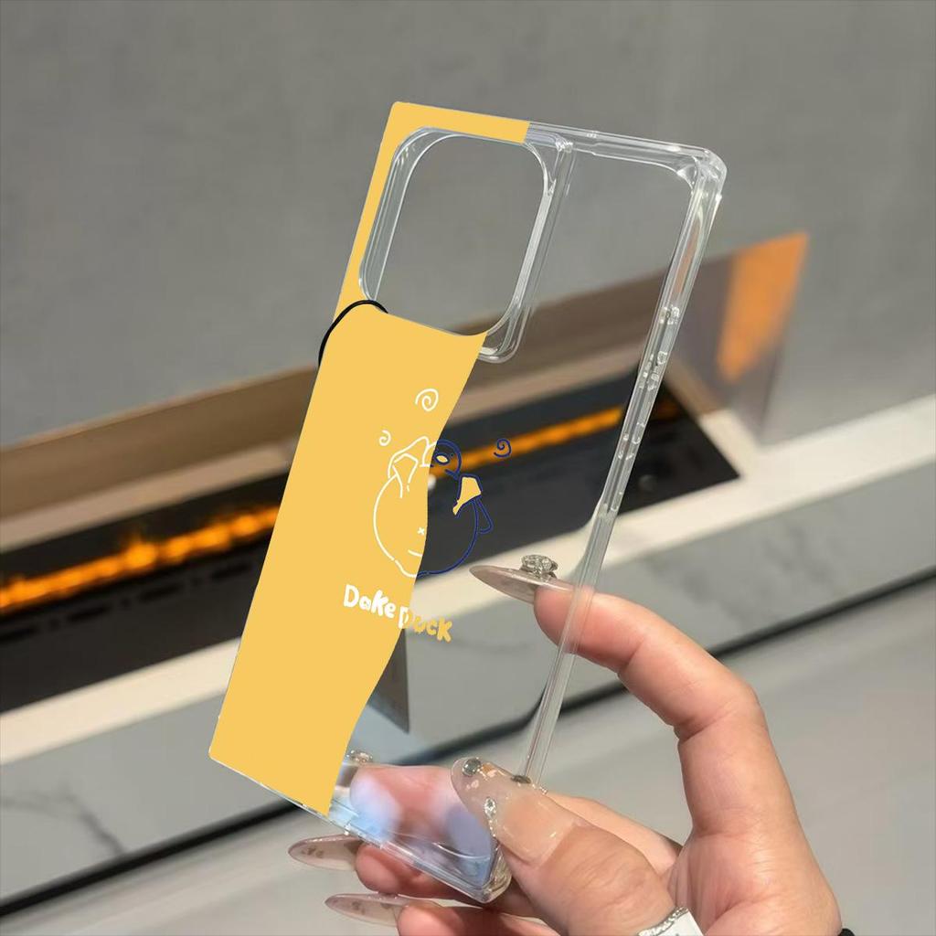 Clear Square Back Tube Case Protection For iPhone 12 14 Pro Max 11 13 15 Plus 16 ProMax Anti-Oxygen,Dumb Duck Pattern Casing