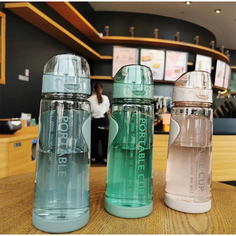 Plastic Kawaii Water Bottles BPA Free Outdoor Sports Water Cup Water Mug Student Portable Bottle with Handle Drinkware