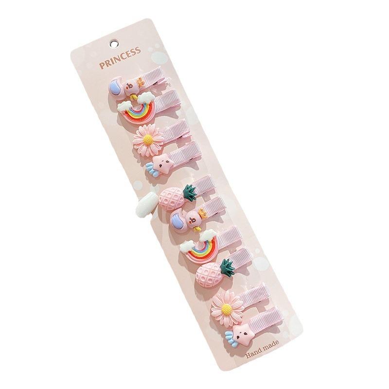 Cartoon Hairpin for Little Girls, Cute Bangs Clip for Kids, Plastic Resin Hair Accessories, Fabric Headwear for Children