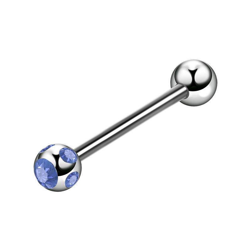 Stainless Steel Colorful Diamond Tongue Piercing Barbell for Ear Cartilage | Body Jewelry 
