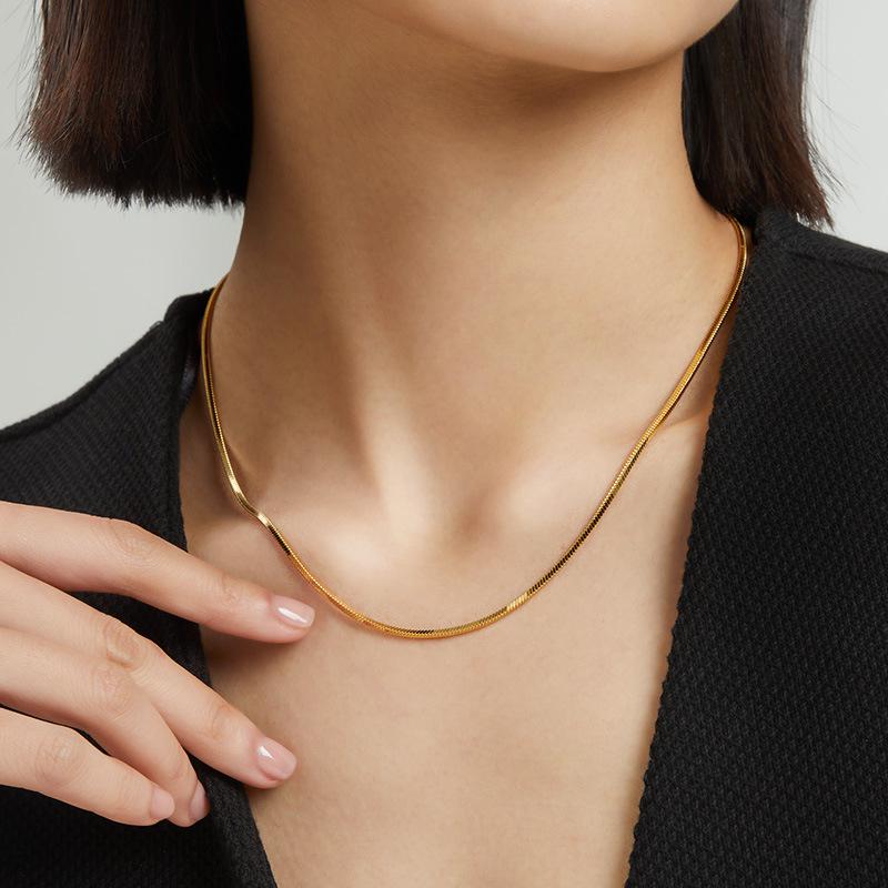 

925 Sterling Silver Women s Necklace – Versatile Snake Bone Chain Fashion for Summer 925 Silver платиновый