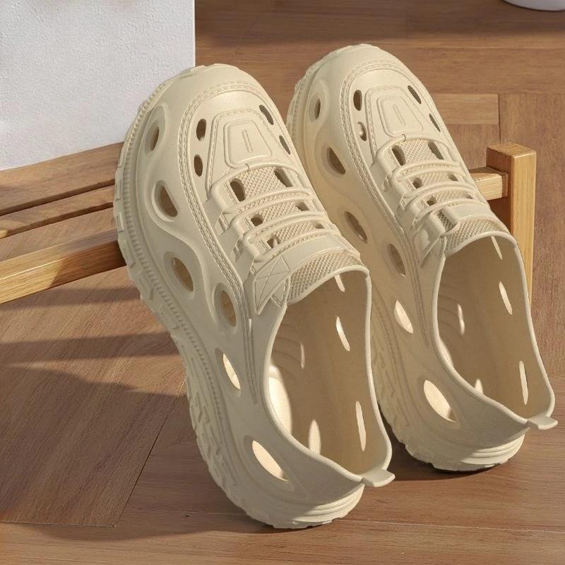 

With Platform Man Sandals Height Beach Hole on Offer New Arrival Luxury H Design 2025 Open Toe Original Japanese Shoes for Men 44-45