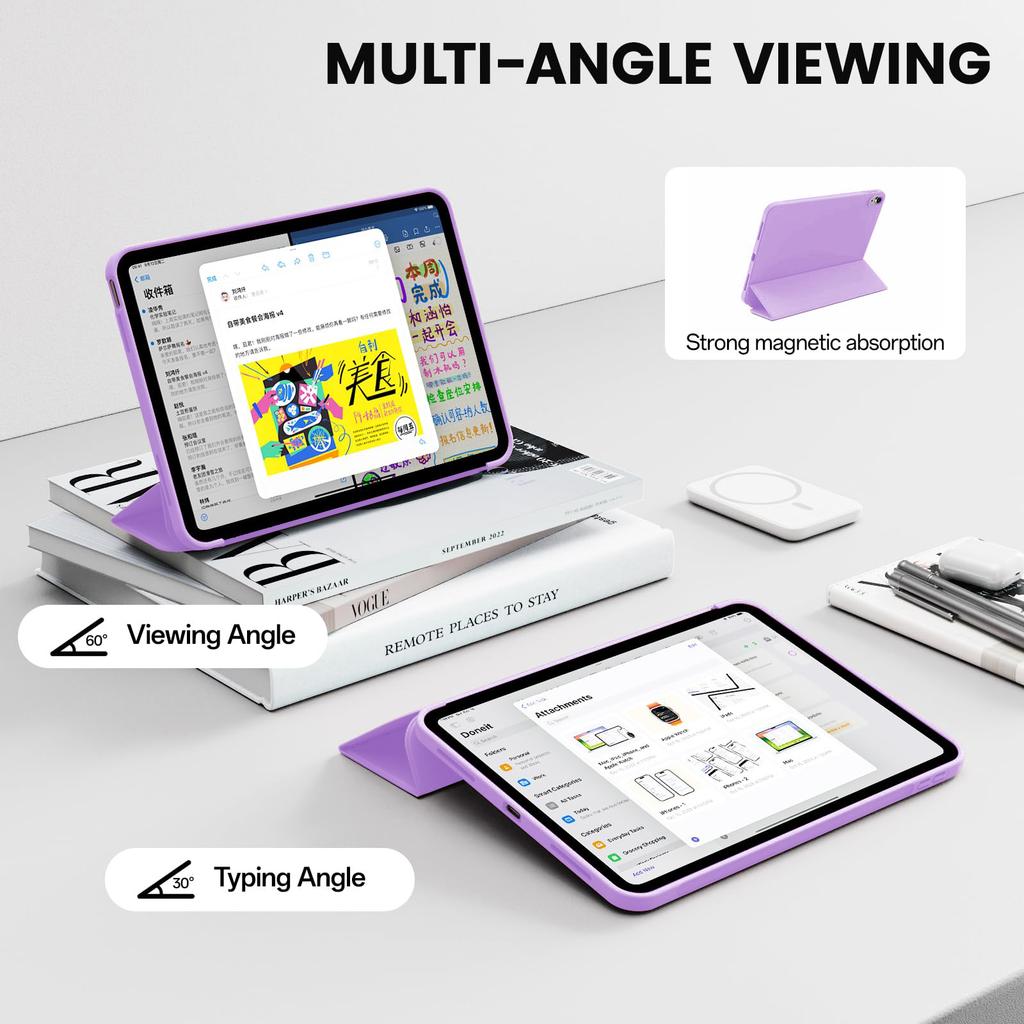 Case for iPad (A16) 11 11th Generation /10th Generation 10.9 Tri-fold Stand Flip Cover with Soft TPU Back Shell