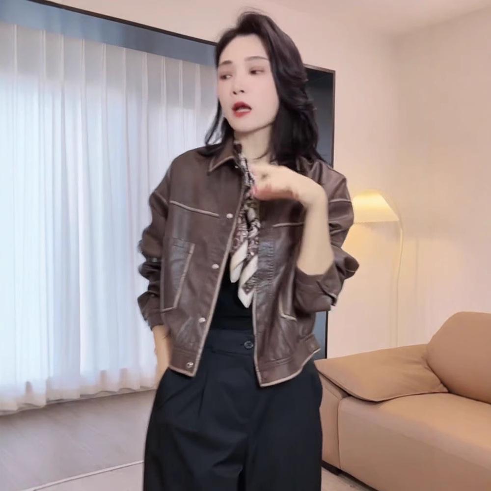 Geacă de piele retro de damă de înaltă calitate - Slim fit, elegantă, casual Primăvară/Toamnă 2025