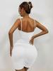 2024 Summer V-Neck Backless Spaghetti Strap Bodycon Dress - Ruched One-Piece for Women