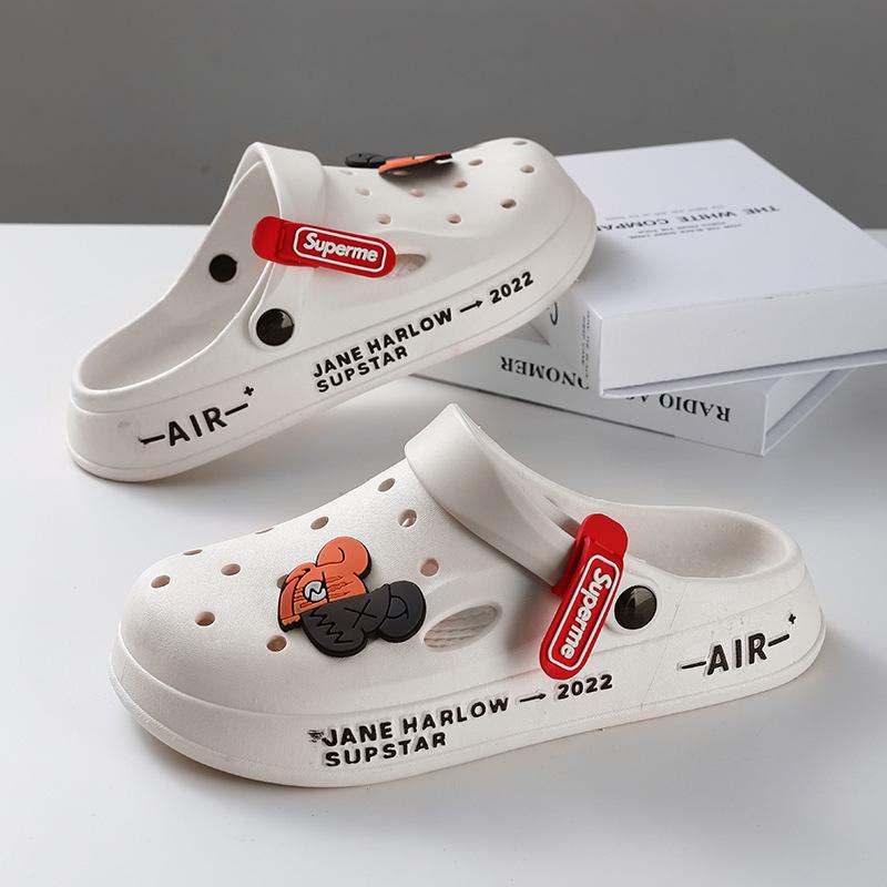 Hole Shoes Men's New Year Couple Platform Slippers Bag Head Sandals Non-slip Casual Soft-soled Beach Shoes Men