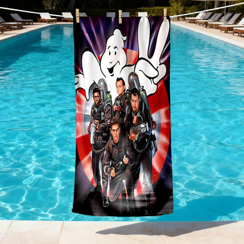 Ghostbusters Print Beach Towel Design, Soft, Lightweight. for Home Bathroom, Spa, Pool, Yoga, Surfing, Camping, Gift for Family, Friend