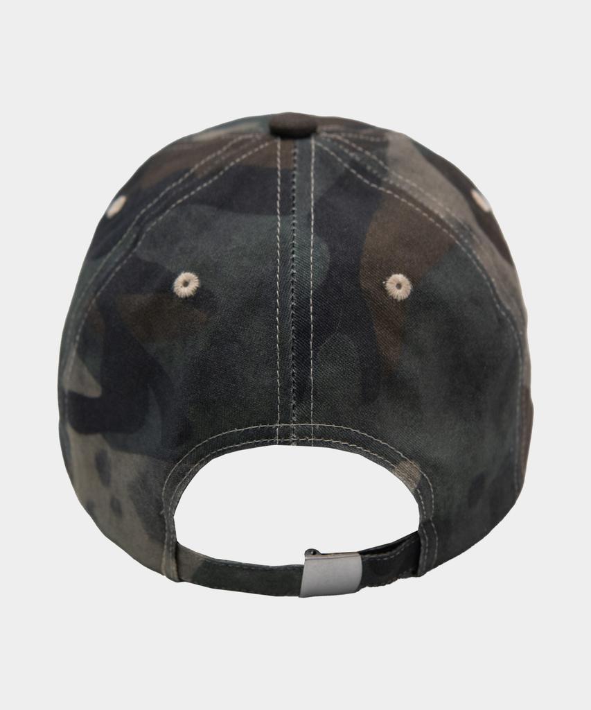 Makoi Basic Washed Lettering Logo Military Camo Cotton Ball Cap [Khaki]