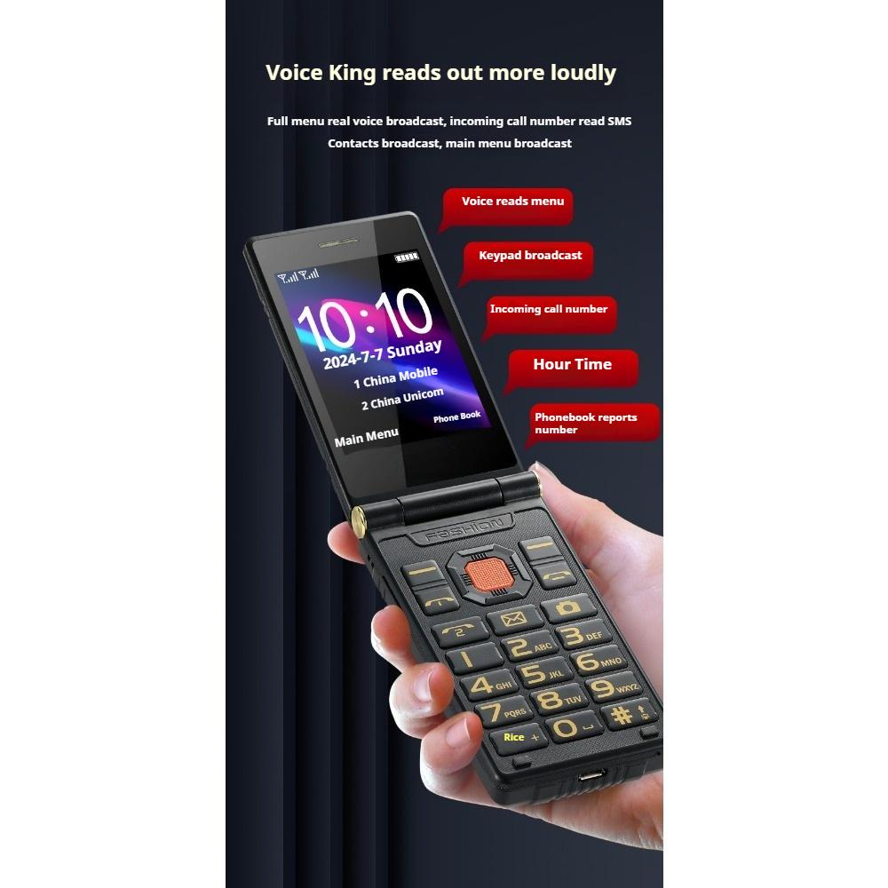 Dual-Screen Full Netcom Klapphülle für Senioren Dual-SIM Große Schriftzeichen Mobiltelefone