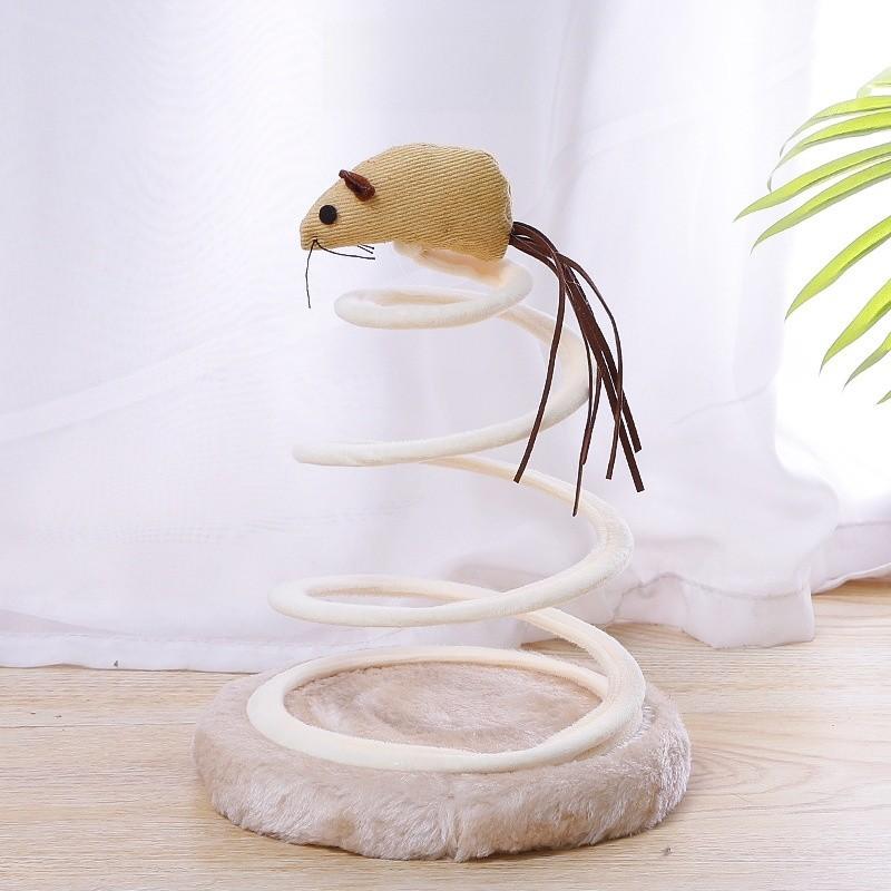 

Cat Toy Spiral Steel Wire Spring Fabric Disc For Play And Exercise Mouse